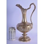 A LARGE VICTORIAN SILVER CLARET JUG decorated with stag heads. Sheffield 1880. 748 grams. 34 cm x 18