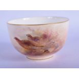 Royal Worcester sugar bowl from a demi-tasse service painted with a brace of grouse by Jas. Stinton,