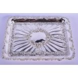 AN EDWARDIAN SILVER TRAY. Birmingham 1900. 226 grams. 25 cm x 20 cm.