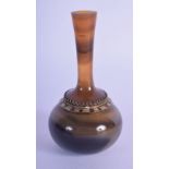 A SMALL AGATE AND ENAMEL VASE. 7.5cm high, 4cm diameter