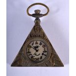 A CONTEMPORARY MASONIC TRIANGULAR POCKET WATCH. 7 cm x 5 cm.