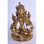 A LATE 19TH CENTURY CHINESE GILT BRONZE FIGURE OF A BUDDHA modelled upon a triangular base. 12 cm x