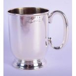 A SILVER CHRISTENING MUG. Hallmarked Birmingham 1925, 7.5cm x 8cm, weight 54g