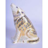 Royal Crown Derby paperweight wolf. 14cm High