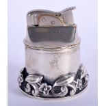 A GEORG JENSEN SILVER TABLE LIGHTER. 6cm x 5cm, weight 143g