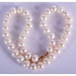 A 14CT GOLD AND PEARL NECKLACE. Length 42cm. Pearls 11.4mm diameter