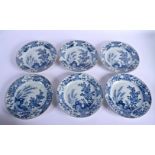 A SET OF THIRTEEN EARLY 18TH CENTURY CHINESE BLUE AND WHITE PORCELAIN PLATES Yongzheng, painted with