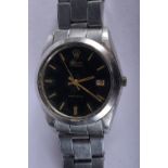 A VINTAGE ROLEX BLACK DIAL WRISTWATCH. 67 grams. 3.75 cm wide.