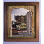 Susan Hepworth (20th Century) Oil on card, Aubusson hanging. Image 30 cm x 27 cm.