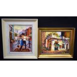 A pair of framed oil on boards of Argentinian subjects by Ignacio Lorefice 28 x 22cm (2).
