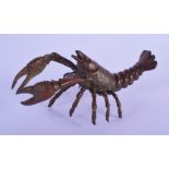 A JAPANESE BRONZE OKIMONO IN THE FORM OF A LOBSTER. 9.5cm x 6cm, weight 104g