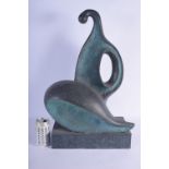 A LARGE CONTEMPORARY BRONZE ABSTRACT SCULPTURE. 54 cm x 30 cm.