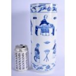 A LARGE 19TH CENTURY CHINESE BLUE AND WHITE PORCELAIN VASE bearing Kangxi marks to base, painted wi