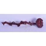 A CHINESE CARVED BOXWOOD RUI SCEPTRE 20th Century. 33 cm long.
