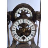 A LARGE CONTEMPORARY BRASS SKELETON GRASSHOPPER CLOCK. 50 cm x 32 cm.