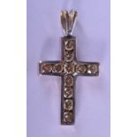 AN 18CT GOLD AND DIAMOND CRUCIFIX PENDANT. 1 gram. 2 cm x 1 cm.