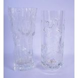 TWO ART GLASS VASES. 25 cm high. (2)