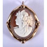 AN EDWARDIAN STYLE CAMEO BROOCH. 4.4cm x 3.3cm, weight 7.69g
