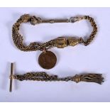 TWO ANTIQUE GOLD WATCH CHAINS. Longest 19cm, weight 27.58g