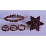 THREE GARNET BROOCHES. Longest 4.5cm, weight 15g (3)