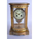 AN ANTIQUE FRENCH CHAMPLEVE ENAMEL AND DIAMONTE REGULATOR MANTEL CLOCK. 24 cm x 14 cm.