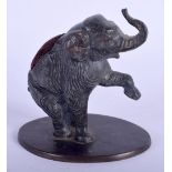 A BRONZE ELEPHANT PIN CUSHION. 8cm X 8cm, weight 307g