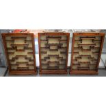 A SET OF THREE EARLY 20TH CENTURY CHINESE HARDWOOD SNUFF BOTTLE DISPLAY CABINETS Late Qing/Republic.