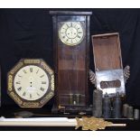 A collection of clock cases, mechanisms, pendulum weights etc (Qty).