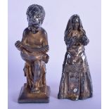 A PAIR OF VINTAGE SILVER FIGURES. 292 grams overall. Largest 14 cm high.