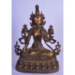 A CHINESE TIBETAN GILT BRONZE JEWELLED FIGURE 20th Century. 24 cm x 14 cm.