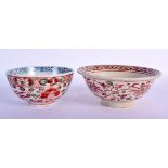 A 17TH CENTURY CHINESE WUCAI PORCELAIN BOWL Ming, together with a similar swatow ware bowl. Largest