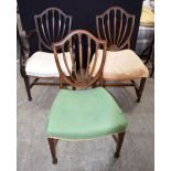 A set of three wooden upholstered dining chairs 90 x 57 x 61cm (3)