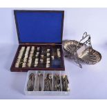 A CASED SET OF MICROSCOPE SLIDES together with plated wares etc. (qty)