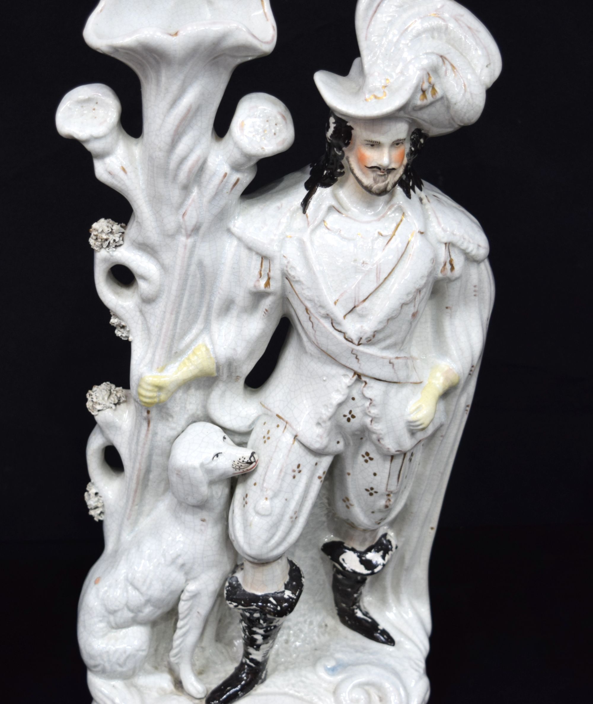 A collection of Staffordshire flat back figures in the form of Cavaliers. Largest 46cm. (3) - Image 3 of 6