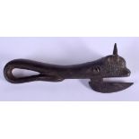 A VERY UNUSUAL 19TH CENTURY EUROPEAN CAST IRON BULL HEAD KNIFE C1830. 16 cm long.