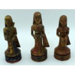 A set of South East Asian wooden female musicians 21cm (3)