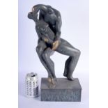 A CONTEMPORARY BRONZE FIGURE OF A NUDE FEMALE. 45 cm x 18 cm.