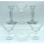 A collection of glass ware including Stuart crystal, antique candlesticks etc