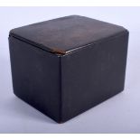 AN ANTIQUE RUSSIAN BLACK LACQUER TEA CADDY decorated with a troika. 10 cm x 7 cm.