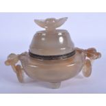 A LATE 19TH CENTURY CHINESE AGATE CENSER AND COVER Qing. 12 cm x 6 cm.