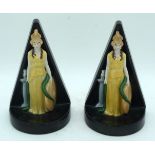 A pair of Carlton ware Egyptian style porcelain book ends 19cm .(2)