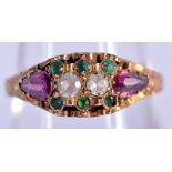 AN ANTIQUE MULTI GEM ENCRUSTED 15CT GOLD RING. Size Q, weight1.95g