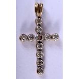 A 9CT GOLD CRUCIFIX PENDANT WITH DIAMONDS. 2.5cm x 1.5cm, weight 0.9g