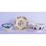A LATE 18TH CENTURY ENGLISH PEARLWARE SCALLOPED BOWL together with a slop bowl & creamware plate. La