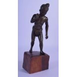 A 19TH CENTURY INDIAN BURMESE BRONZE FIGURE OF A MALE modelled roaming. 24 cm high.