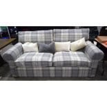 A quality large cloth two seat settee 97 x 223 x 102 cm