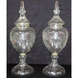 A pair of large cut glass shop display jars and covers 78 x 28cm (2).