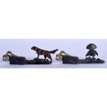 A RARE PAIR OF 19TH CENTURY AUSTRIAN COLD PAINTED BRONZE CHEROOT CUTTERS modelled as a hound and gam