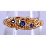 AN ANTIQUE 18CT GOLD, DIAMOND AND SAPPHIRE RING. Size P/Q. weight 2.95g, hallmark Birmingham