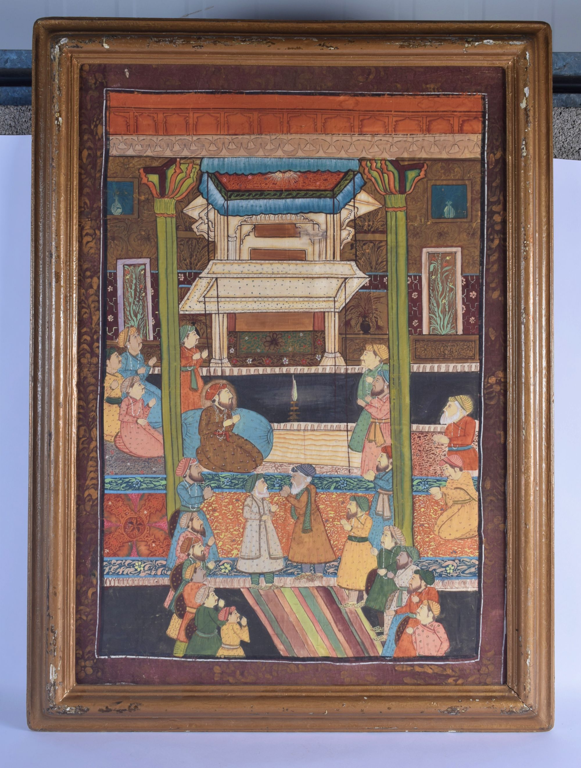 Indian School (19th Century) Silk watercolour, figures in a landscape. Image 75 cm x 50 cm.